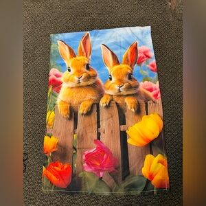 Bunny Garden Flag  with Bright Floral Colors